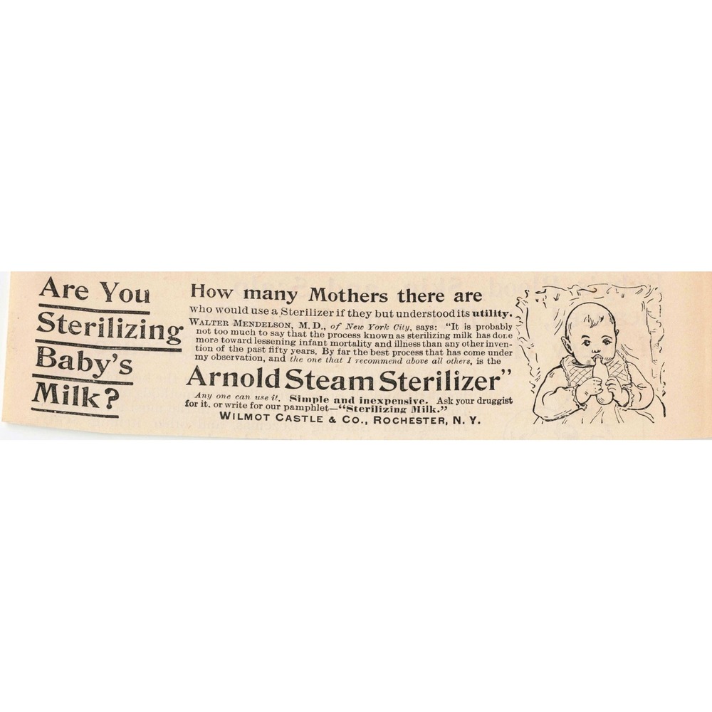 1892 Arnold Steam Sterilizer Vintage Print Advertisement Baby Milk Safety - Picture 1 of 1